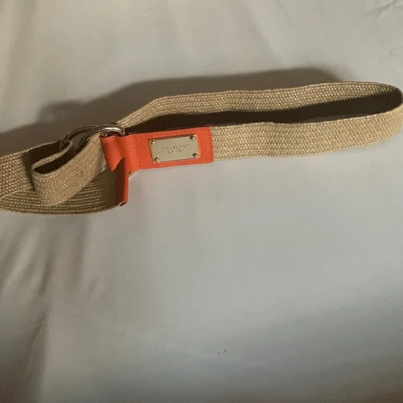 MICHAEL KORS - Straw leather ring belt Orange, S/M - Picture 3 of 9